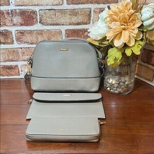 Elim & Paul Light Gray Crossbody Bag Set with Matching Wallet &